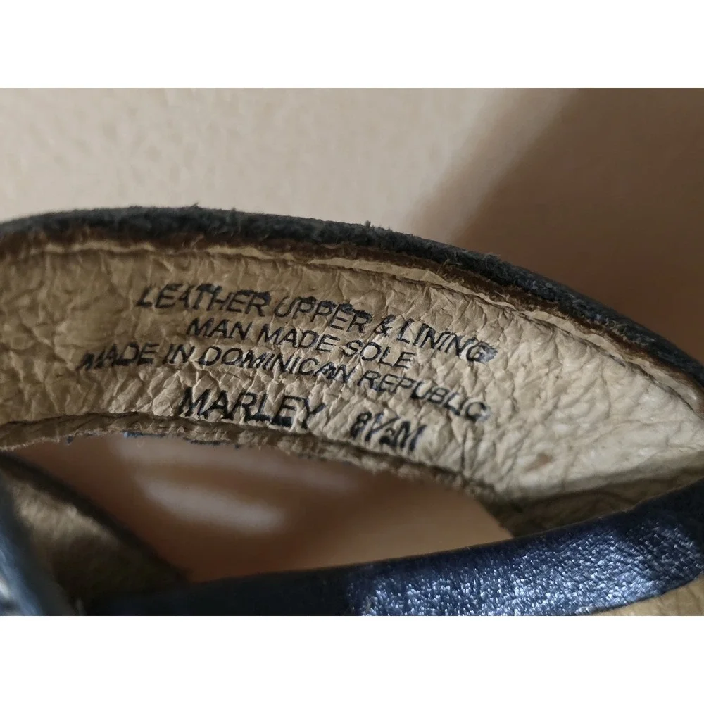 NURTURE Women's Leather Platform Wedge Espadrille‎ Slide Sandals Size 8.5M Blue